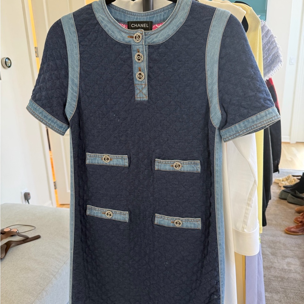 Chanel Blue Denim-Trimmed Top